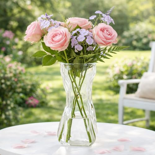 GREENSAPPIRE Glass Flower Vases Mini Bud Vase Set Rustic Decor Style 1 | Decorative Glass Bud Vase thickened embossed design stable base versatile display for weddings dining table living room home