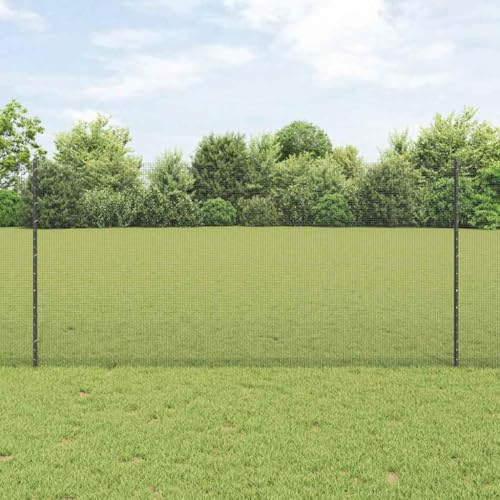 Clôture de jardin pour chien - Clôture de jardin avec poteaux - En acier - Gris - 1,2 x 10 m - Clôture de protection des animaux - Pour balcon, terrasse, arrière-cour - Décoration