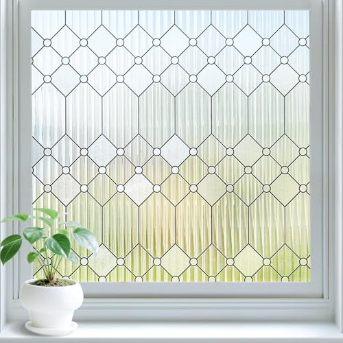 Lifetree Film de fenêtre opaque autocollant en verre dépoli - Film de protection solaire anti-UV pour cuisine, salle de bain et bureau - 75 x 200 cm