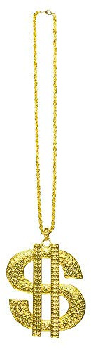 Boland 64305 - Halskette Dollar, Gold, Modeschmuck, Millionär, Gangster, Kostüm, Accessoire, Karneval, Mottoparty
