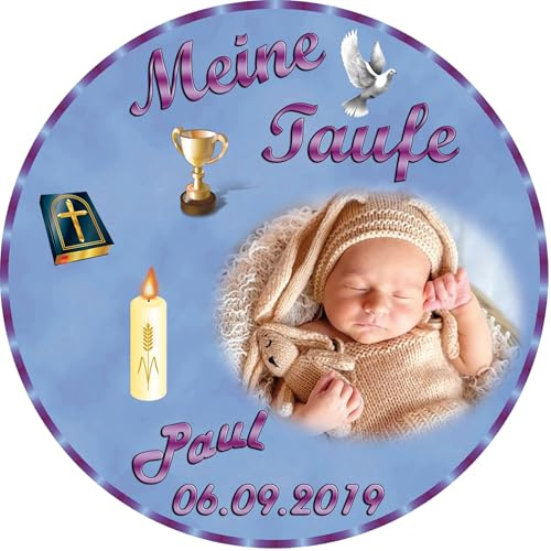 Tortenaufleger Fototorte Tortenbild Zuckerpapier Taufe Rund 14 cm T3