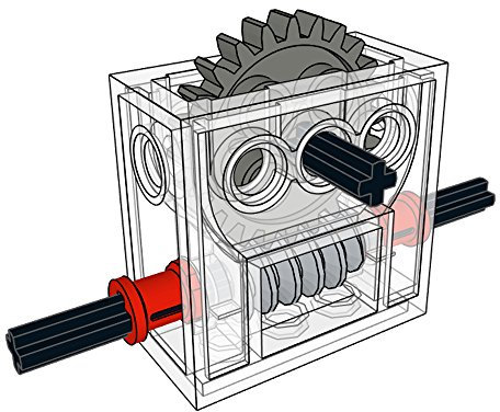 LEGO Technic COMPLETE GEARBOX ASSEMBLY 2 x 4 x 3 1/3 Trans-Clear Wormbox gear motor REDUCER block Mindstorms robotics ev3 NXT transparent robot building power functions part 6588