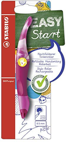 Ergonomischer Tintenroller für Linkshänder - STABILO EASYoriginal Marbled Colors Edition in beere - Schreibfarbe blau (löschbar) - inklusive Patrone