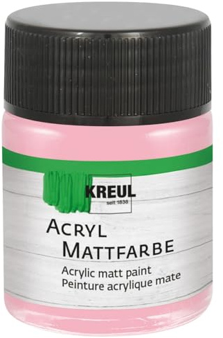 KREUL 75545 – Akrylmatt färg, pastellrosa i 50 ml glas, krämigt täckande, snabbtorkande vattenbaserad färg, lämplig för många olika ytor