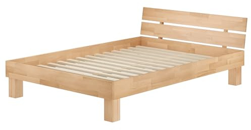 Erst-Holz®Doppelbett 140 x 200 Buche Massiv mit Rollrost