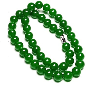 Collier en perles de jade naturelles de 10 mm, fait à la main, 45,7 cm, vert