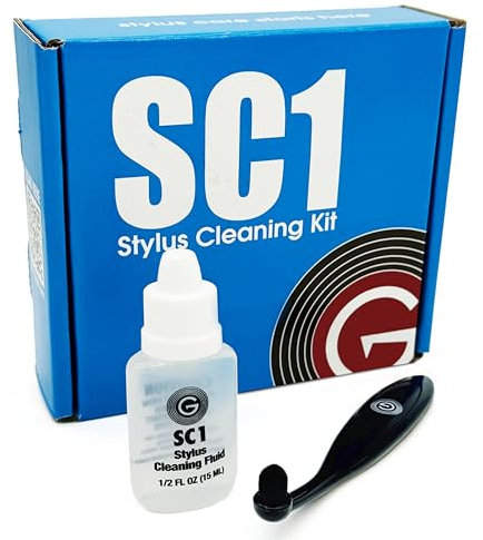 GrooveWasher SC1 Kit de nettoyage de stylet pour nettoyage de tourne-disque LP Aiguille à cartouche – Brosse antistatique facile à prendre en main + solution de nettoyage pour stylet