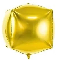 PartyDeco Folieballong Mylar folie kubo kvadratisk guldmetall 35 cm