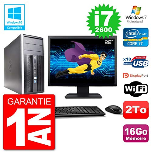 PC HP 6300 MT Ecran 22 Core i7-2600 RAM 16Go Disque 2To Graveur DVD WiFi W7 (Reconditionné)