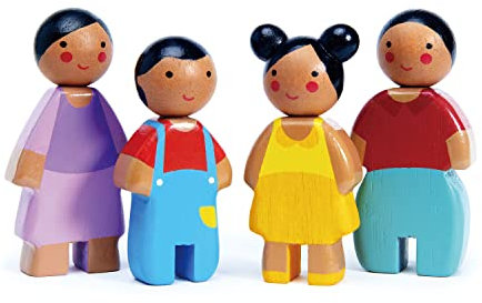 Tender Leaf Toys Sunny Doll Familie (Holzspielzeug, Material Holz, Kinderspielzeug, unterstützt die Feinmotorik, Bunt) 7508147
