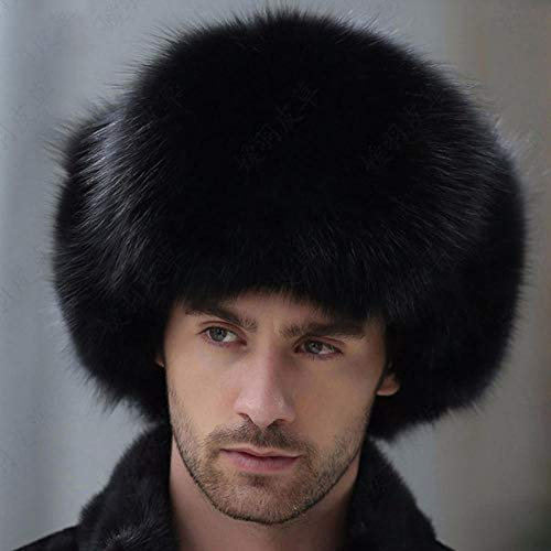 Herren Winter Fliegermütze Russische Pu Bomber Hut Männer Wintermützen Mit Ohrenschützer Trapper Ohrklappen Kappe Mann-B