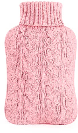 samply Hot Water Bottle with Knitted Cover, 2L Hot Water Bag for Hot and Cold Compress, Hand Feet Warmer, Neck and Shoulder Pain relief, Pink | Soft knitted cover for hot or cold compress. Ideal for hands, feet, neck and shoulders. Reusable for daily comfort.