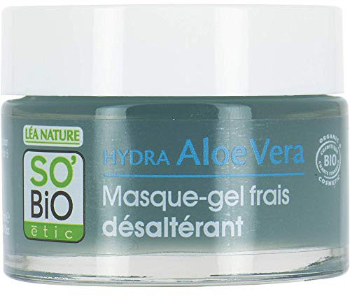 Masque Gel Frais 24H Désaltérant Bio Visage à l'Aloé Véra & Acide Hyaluronique - Tous Types de Peaux - 50 ml - SO'Bio étic