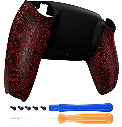 eXtremeRate Back Cover Compatible with PS5 Controller, Case Housing Replacement Shell Cover for PS5 Controller (Textured Red)