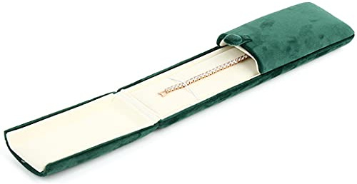 iSuperb Velvet Jewelry Box Ring Gift Boxes Blackish Green Jewelry Case Necklace Box Pendant Organizers or Birthday Engagement Wedding Anniversary (Lång kedjelåda)