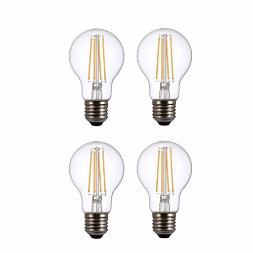 TEKLED LED Filament Style A60 Bulbs E27 Dimmable 6.5W 70W Equiv 2700K 4 Pack Warm White