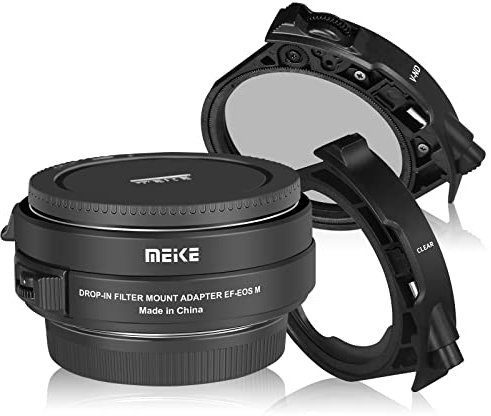Meike MK-EFTM-C Drop-in Filter Autofokus Mount Objektivadapter für Canon EF/EF-S auf EOS M Kameras mit variablem ND Filter und UV Filter EOS M M2 M3 M5 M6 M10 M50 M100 M200 Kameras