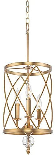 Candelabro con acabado dorado Jaula de hierro E14 Enchufe Granja Candelabro colgante Lámparas de techo Lámpara de pared simple y fresca 3 luces Linterna vintage Lámpara colgante para comedor Bar Cafet
