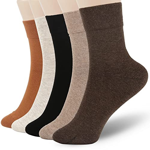 FGZ Women Thin Cotton Socks, Soft Cotton Bootie Socks Women Above Ankle Crew Socks 5 Pairs