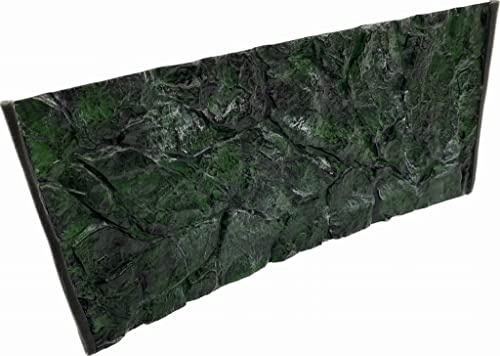 PLASTIKO - Aquarium Hintergrund 3D I Rückwänd 100x40 cm I Leicht zu Montieren und Reinigen I Keine Verklebung Erforderlich I Sicher für Tiere I Grün mit einem Muster aus Niedrigen Steinen