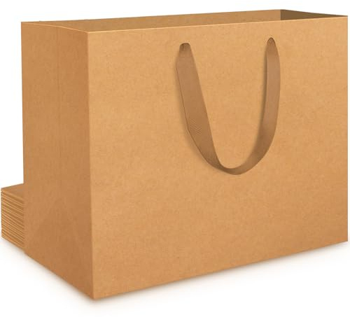 EUSOAR Papiertüten Groß - 230gsm Braun Papiertüten mit Henkel - 10 stück XL 40x30x15cm Kraftpapier Gift Bags - Gross Geschenktüte Braun Papiertragetasche - Geschenktasche mit Griff