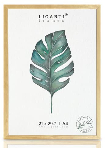 Ligarti® Bilderrahmen natur (Made in EU) I Rahmen aus Echtholz in 21x29,7 I Holzbilderrahmen, Holzrahmen I Picture Frame (A4, natur)
