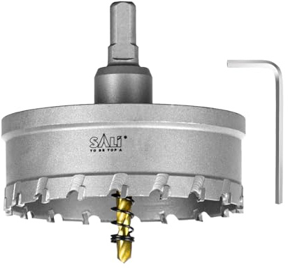 SALI TCT Carbide Hole Saw for Hard Metal,90mm,3-1/2 Tungsten Carbide Tipped Hole Cutter Set with Titanium-Plated Pilot Drill bit for Metal, Stainless Steel, Iron, Wood, Aluminium, Plastics