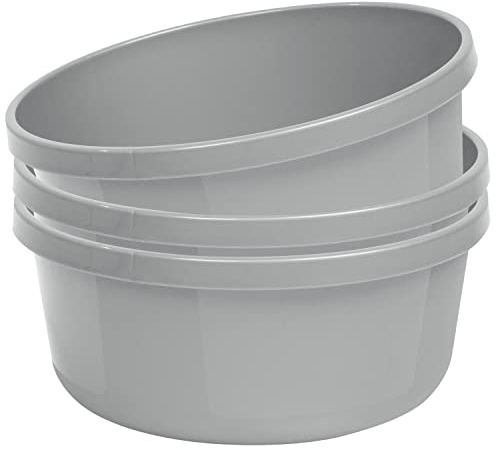 3 x Schüssel 8L rund Ø32x14cm grau Waschschüssel Kunststoff Spüle Wanne Box