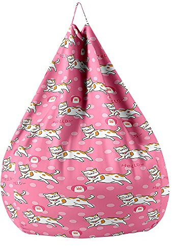 Highdi Sitzsack für Kinder Erwachsene Indoor Outdoor Süße Tiere 3D Sitzkissen Weich Sofabettbezug Ohne Füllung Gartenkissen Bodenkissen für Wohnzimmer Gaming (100x120cm,Katze)