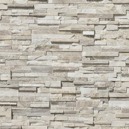 BRICOFLOR Bruchstein Tapete beige ideal für Badezimmer und Wohnzimmer Moderne Vliestapete in Steinoptik 3D mit Struktur