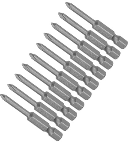 CoCud 10-Pezzi Croce Croce Avvitatore PH1 50mm Lungo 1/4 Esagonale Gambo | Punte, S2, magnetici, Croce Trapano Punta per Potenza Impatto Guida