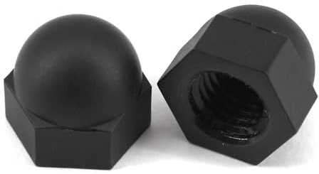 (50 Stück) M4 schwarz Nylon-Hutmuttern aus Kunststoff, Sechskantmutter, Gewinde-Kuppelmuttern