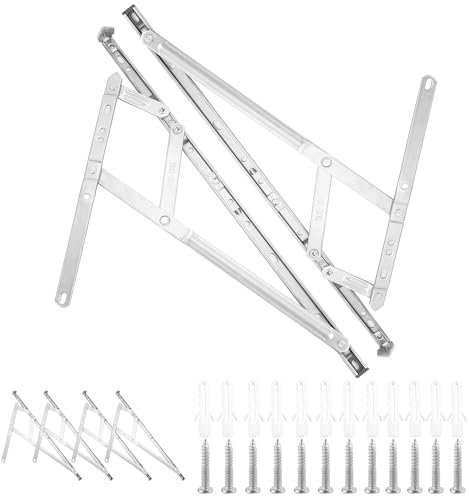 WENLISELL 4 PCS UPVC Window Friction Stay Hinges, 16 inch Top Hung Window Hinge, Side Hung Window Stays 17mm Stack
