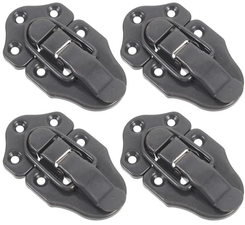 Uonlytech Metal Hasp Clasp Latch Lock, 4pcs Antique Box Toggle Latch with Padlock Hole for DIY Crafts Wooden Jewelry Box Cabinet Toolbox Vintage Suitcases