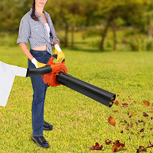 Laubbläser Benzin Laubsauger, Handheld Laubgebläse Blasgerät Bläser mit 1,2 L Tank, Blasrohre & Fangsack, Tragbar Garten Gebläse für Blasen von Laub, Hackschnitzeln, Gartenabfällen, Grasschnitt