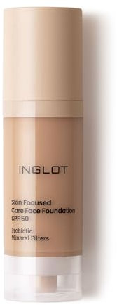 Inglot Fondotinta Illuminante con Benefici per la Pelle | Protezione Solare | Formula Vegana | Skin Focused Care Face Foundation SPF 50 | 30 ml: 312 Tan Rose