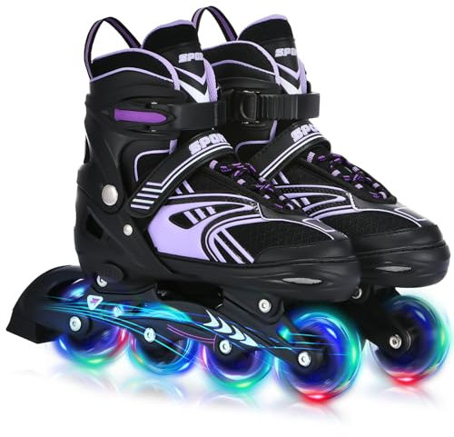 TOMSHOO Inliner, Rollschuhe Inline Roller Skates mit 4 Größen Verstellbar, LED Rädern, Mehrere Größenoptionen, Inlineskates für Kinder Erwachsene Jungen Mädchen
