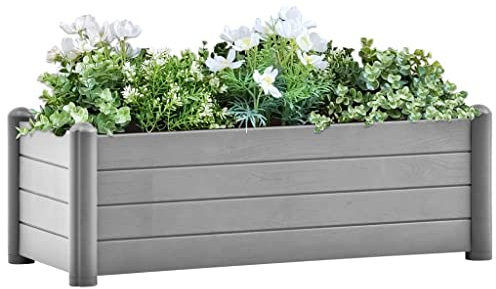DYRJDJWIDHW jardinieres Exterieur Balcon,balconniere exterieure,jardinière Brise Vue,Lit surélevé de Jardin PP Gris Pierre 100x43x35 cmConvient pour Les patios, Les balcons et Les Jardins