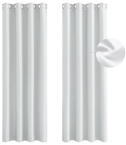 Gardinen Blickdichte 230 x 100 cm Dicke Thermogardine Kälteschutz Warm Blackout Curtain Wohnzimmer Gardinen 2Er Set für Hotels Büros Schlafzimmer, Weiß