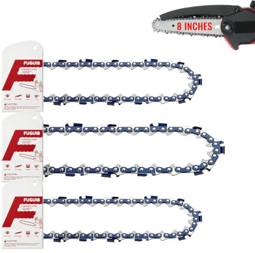 FUGUIB 3-Pack 8 Pouces Chaine Tronconneuse, 3/8LP 1,1mm 33 Maillons 20 cm | Compatible avec Bosch UniversalChain 18, Einhell GC-LC 18/20 Li T, WORX WG349E.9, Chaîne de Tronçonneuse pour le Jardinage