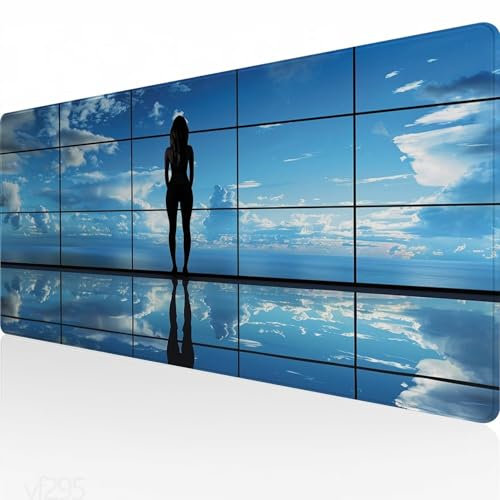 Mauspad XXL 800x300x3mm,Gaming Mauspad Blau Mousepad Groß,Schreibtisch Unterlage Frau Motiv,WassXerdicht Desk Mat,Mouse Pad mit Vernähte Kanten,Verbessert Präzision und Geschwindigkeit,Geschenk YF-295