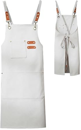 syayw Küchenschürze, professionelle Kochschürze, multifunktionale Malschürze | Arbeitsschürzen für Frauen und Männer mit großen Taschen, verstellbare Kellnerschürzen für, Khaki, Weiß, Se référer au