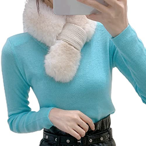 Uqezagpa Damen-Schal, weicher Plüsch-Kinder-Schal, Winter-Polyester-Kragen, Kinder-Halswärmer, Kinder-Schals, Outdoor-Halstuch, Winterbedarf, beige, 68*10cm