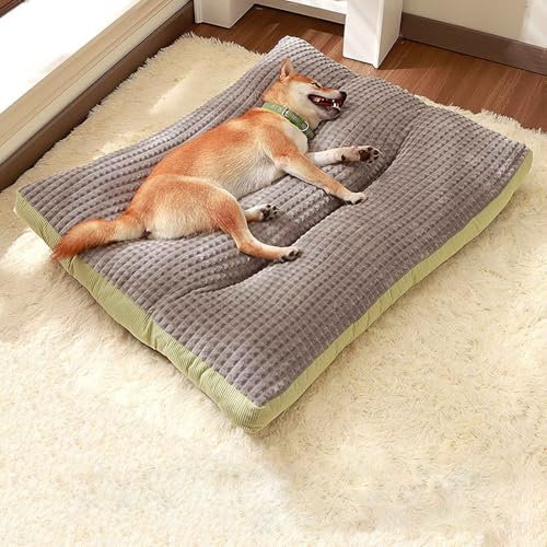 PJDDP Hundebett, Hundekissen, Hundekistenmatratze Mit Anti-Rutsch-Boden, Hundesofa Für Kleine, Mittelgroße & Große Hunde, Bezug Abnehmbar Und Waschbar,Grün,XXL