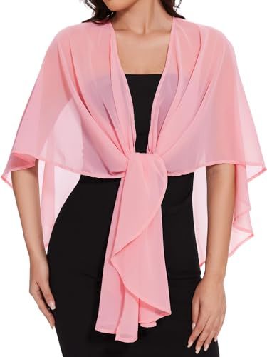 Gosunny Damen Chiffon Shrugs Schals und Wrap für Abendkleid Sheer Hochzeit Cover Up,Rosa