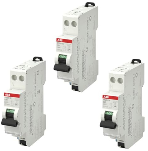 Lot de 3 disjoncteurs automatiques Ph+N raccordement Rapide 20A-4,5Ka