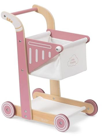 SHOPPY Einkaufswagen aus Holz für Kinder (Altrosa)