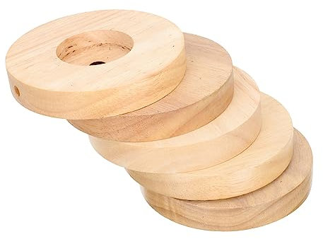DOITOOL 5 Stück Lampensockel Aus Holz Runder Lampenfuß Kleiner Nachtlichtsockel Stabile Tischlampe Basis Dekorativ Für Schlafzimmer Und Büro