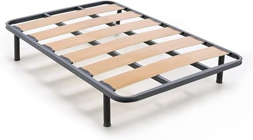 HOGAR24 ES - Somier Reforzado de Láminas Anchas, Antirruido, Estructura 40x30 mm con Juego de Patas Roscadas, Firme y Duradero 135x190