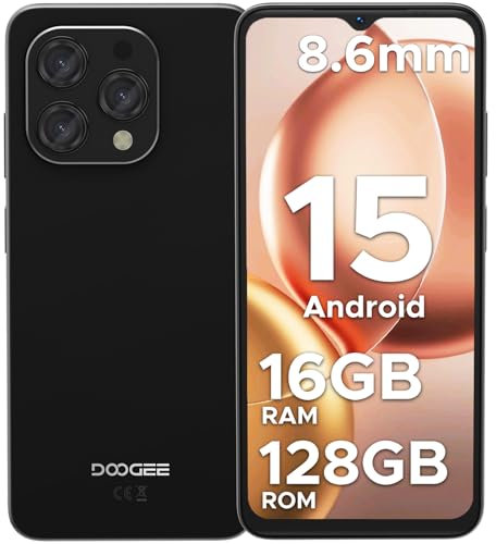 DOOGEE N55 Mobile Phones, Android 15 Smartphone 2025, 16GB+128GB/2TB, 6.56 HD+ 90Hz Display&5150mAh, T7200 Octa Core&13MP+8MP, 4G Dual SIM Free Unlocked Phones, Widevine L1, Face ID/5G WiFi/OTG/GPS